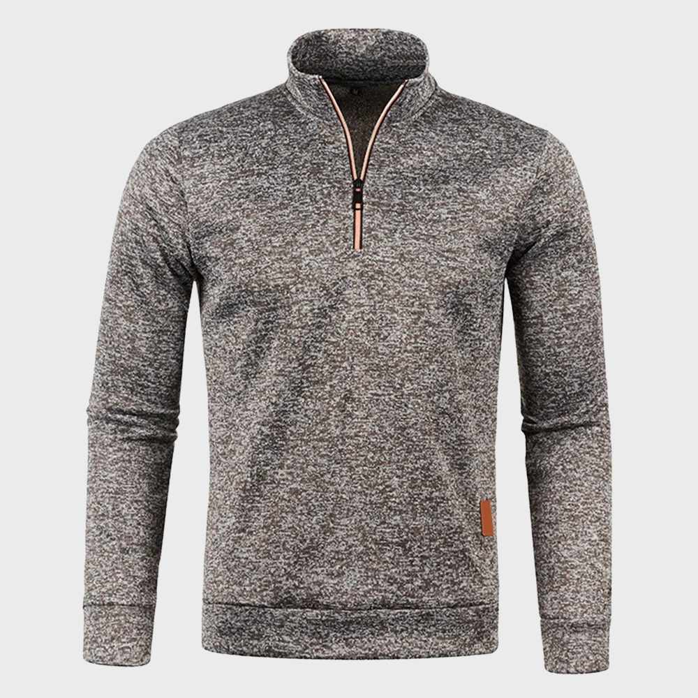 Kevin - Koselig sweatshirt med høy krage og logolapp