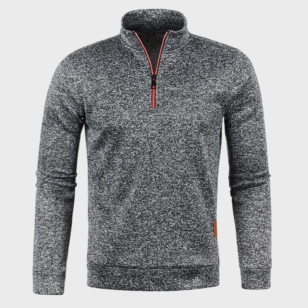 Kevin - Koselig sweatshirt med høy krage og logolapp