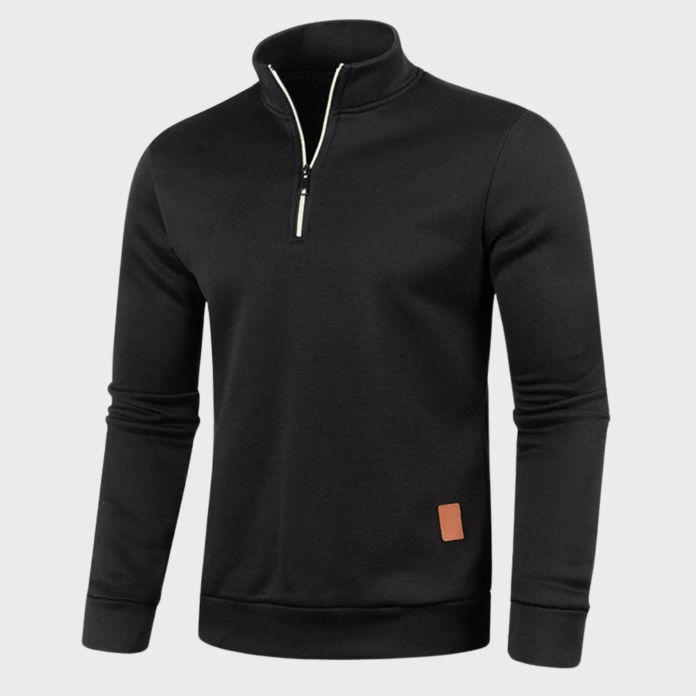 Kevin - Koselig sweatshirt med høy krage og logolapp