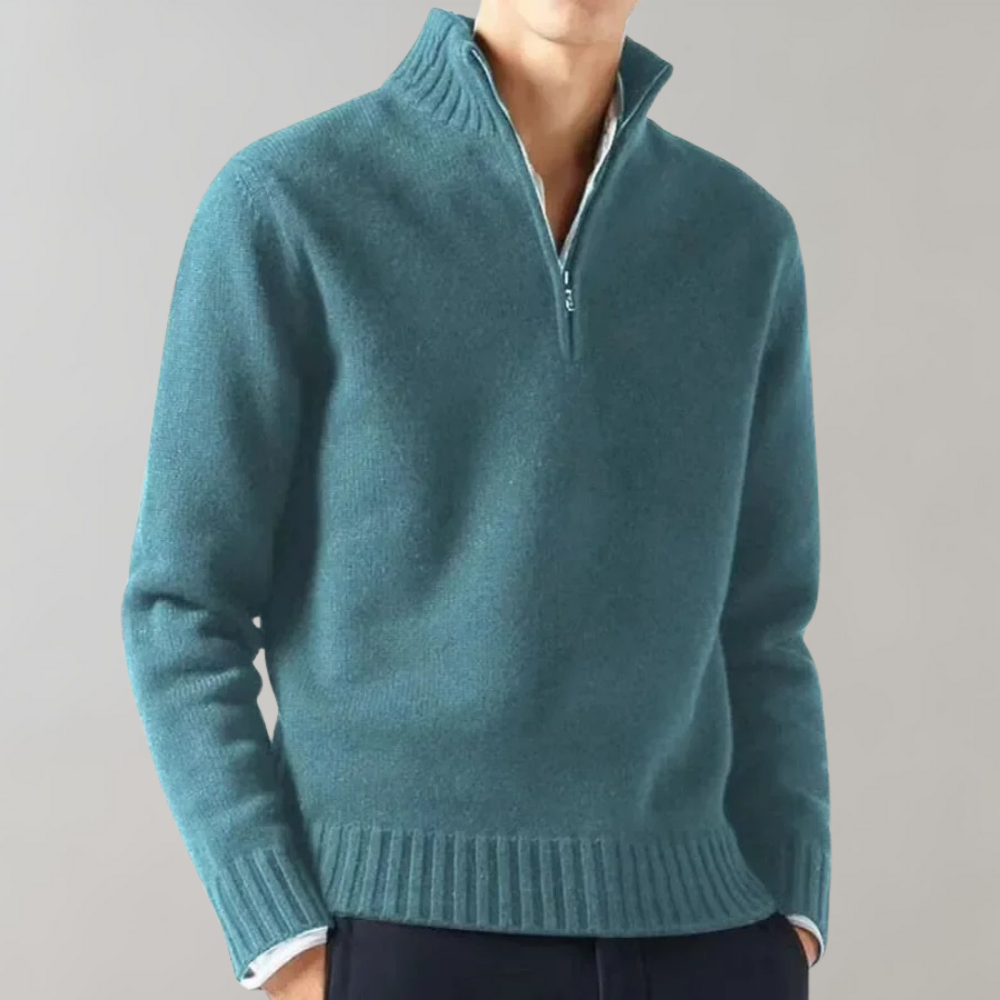 Carson - Kvart glidelås sweatshirt med skreddersydd passform og ribbede detaljer