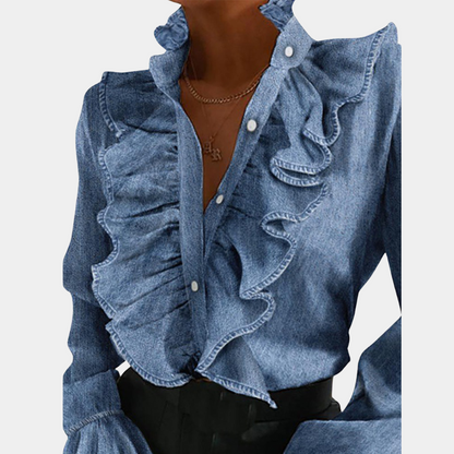 Celeste - Bluse med volanger og volangedetaljer