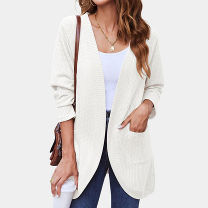 Mia - Avslappet cardigan med åpen front med lommer foran