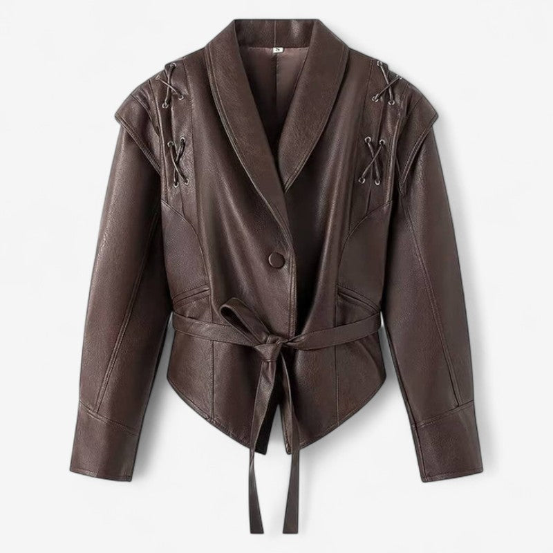 Lena – Langermet Jakke med Knappelukking Krage og Belte