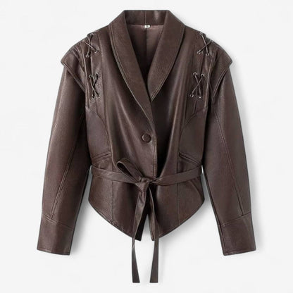 Lena – Langermet Jakke med Knappelukking Krage og Belte