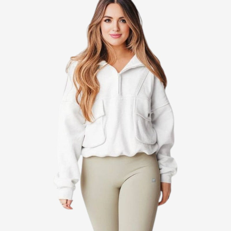 Randi – Langermet sweatshirt med glidelåslomme og løs passform