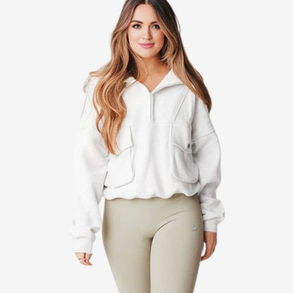 Randi – Langermet sweatshirt med glidelåslomme og løs passform