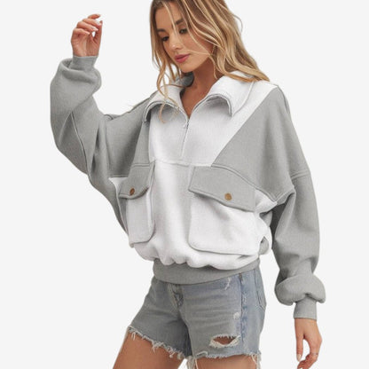 Randi – Langermet sweatshirt med glidelåslomme og løs passform