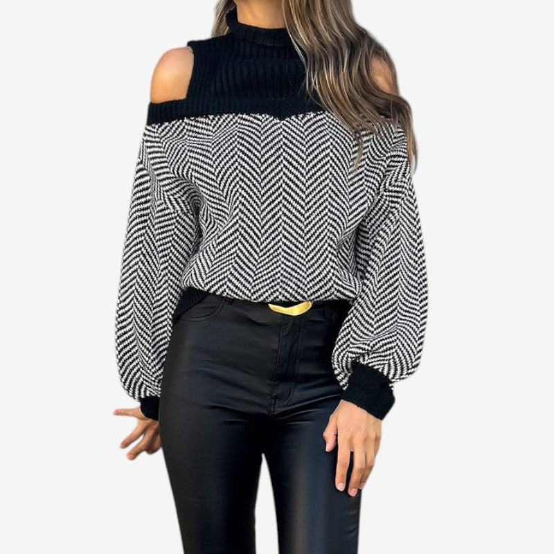 Lillan – Langermet genser med delte skuldre og rund hals