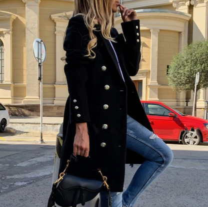 Livia - Varm langermet ullkåpe med lommer