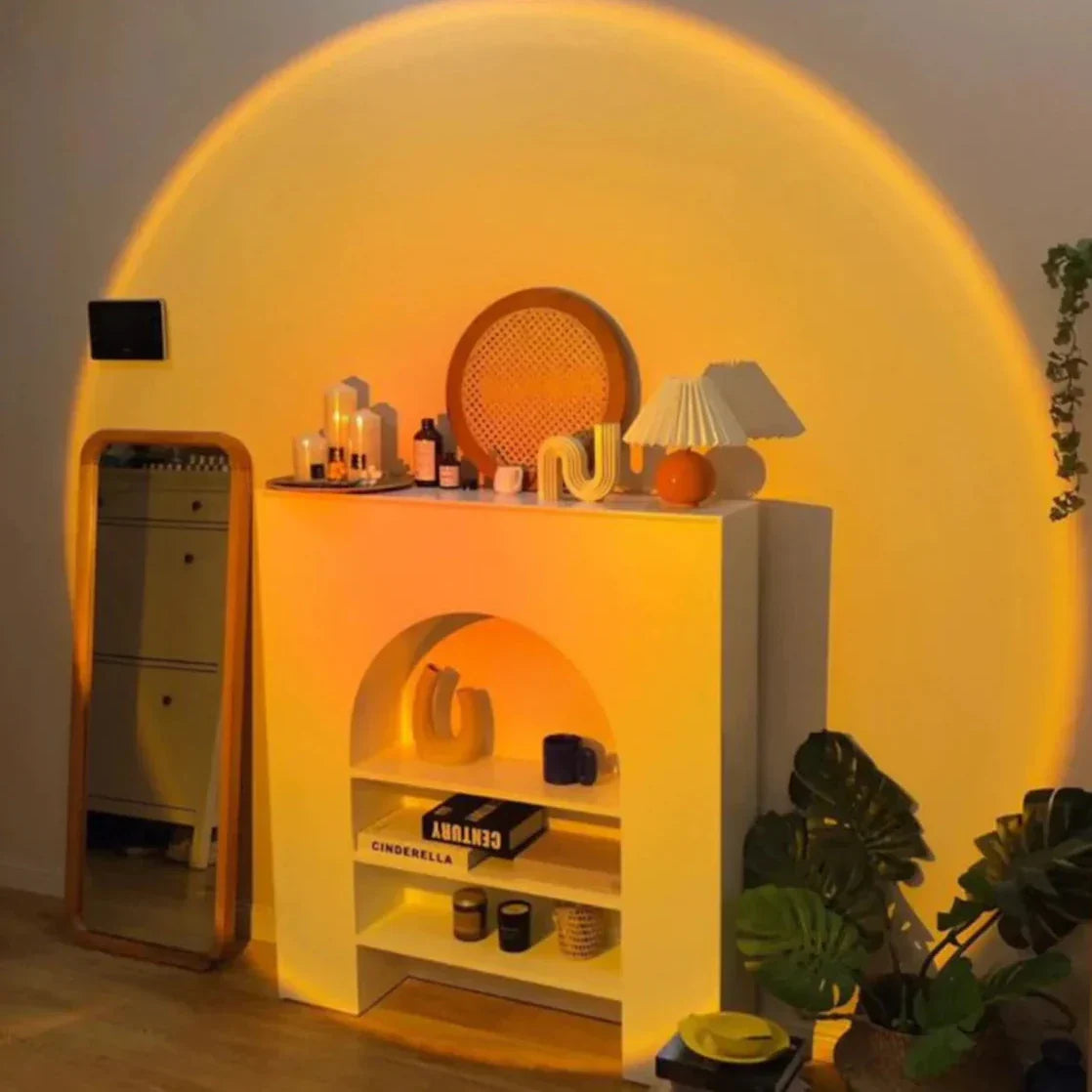 GlowRay – Moderne solnedgangslampe med justerbart hode for varm og estetisk belysning