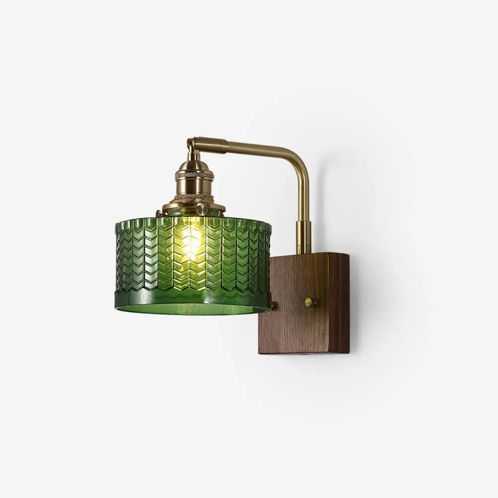 LumaCurve - Vegglampe med buet arm og skjerm med teksturert mønster