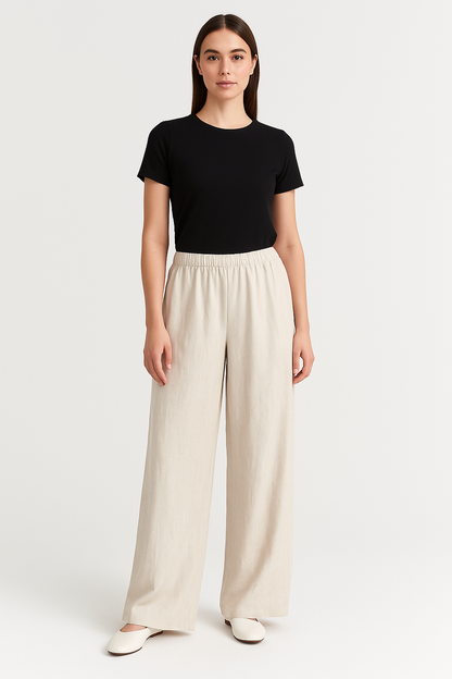 Amanda - Bukser med vidde ben med snøring i midjen og sidelommer