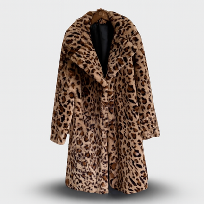 Johanna – Langermet Leopardmønstret Frakk med Lommer
