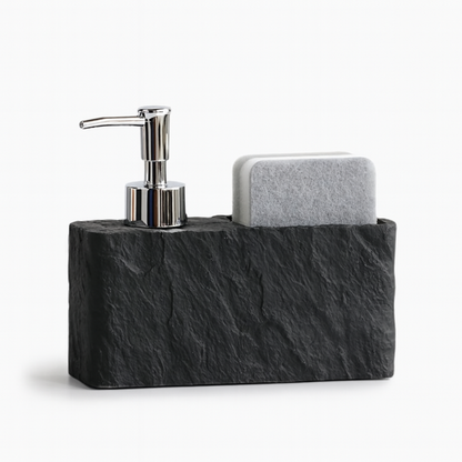 StoneEase – Såpedispenser med steinlook og svampholder