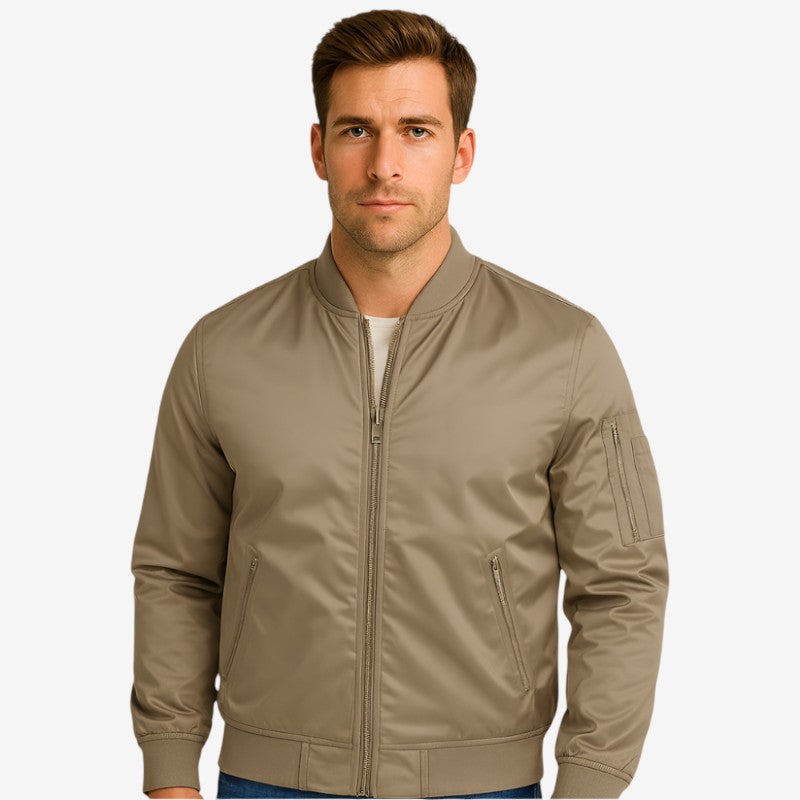 Eirik - Bomberjakke med lange ermer glidelås og stående ribbestrikket krage