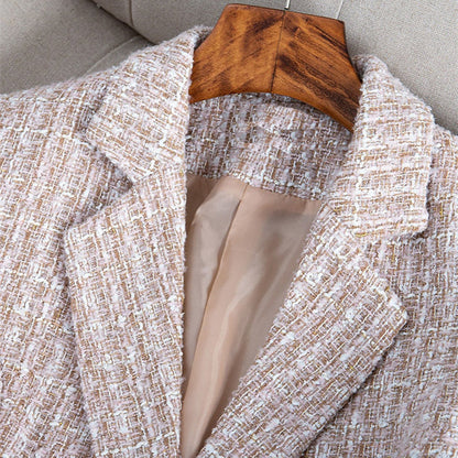 Frida – Skreddersydd tweed-blazer med ett-knappsdesign