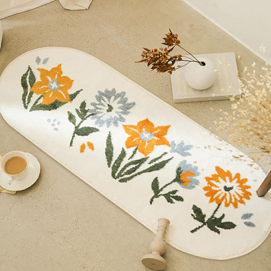FloraLuxe - Elegant ovalt teppe med blomstersjarm og naturinspirert skjønnhet