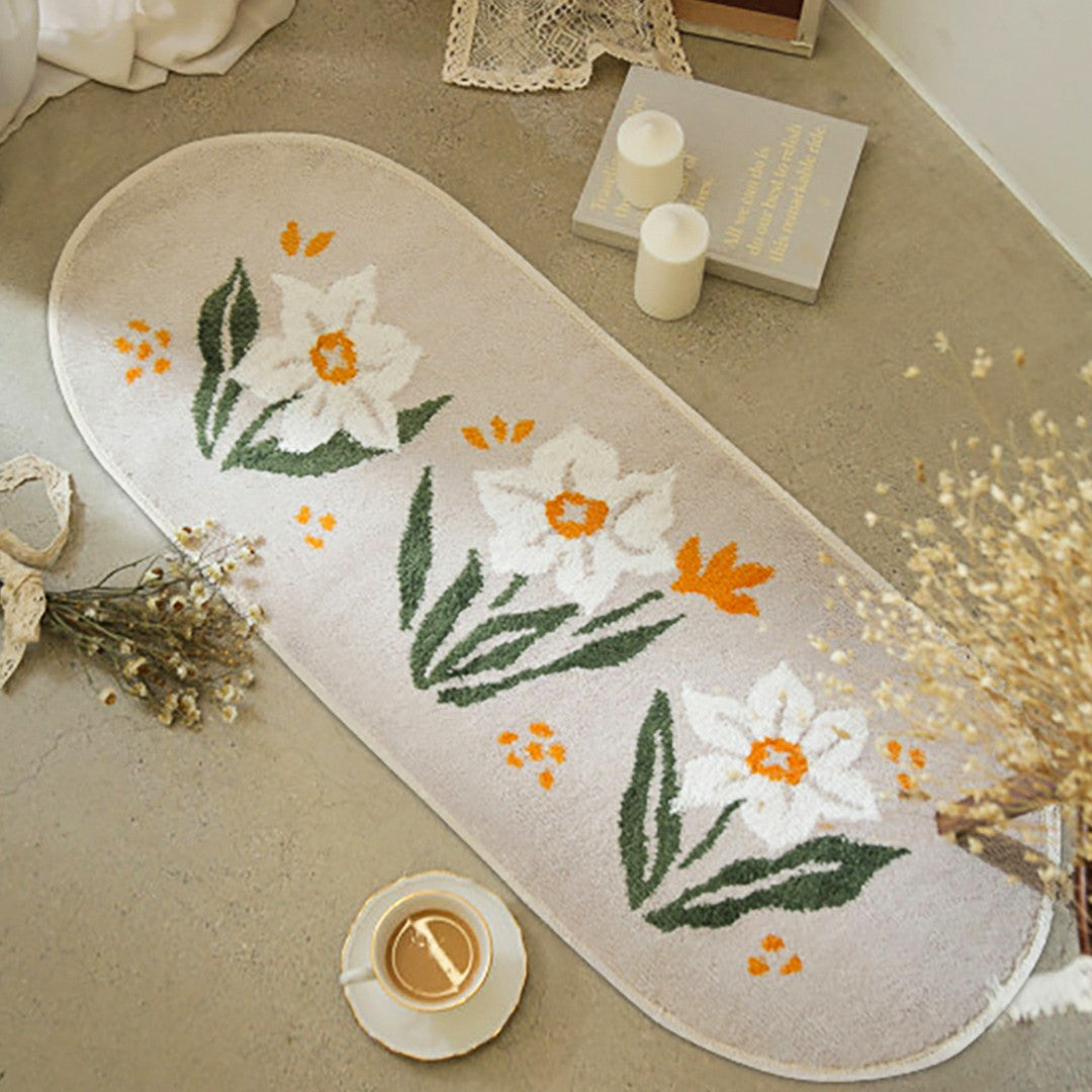 FloraLuxe - Elegant ovalt teppe med blomstersjarm og naturinspirert skjønnhet