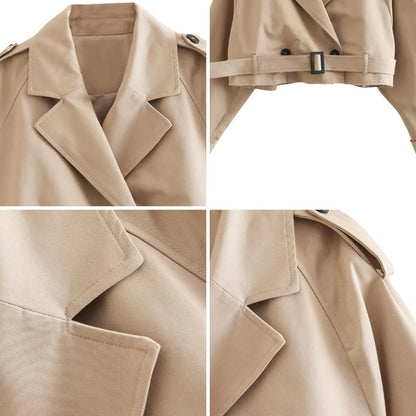 Luisa - Lang ermet jakke med beltekrage og revers