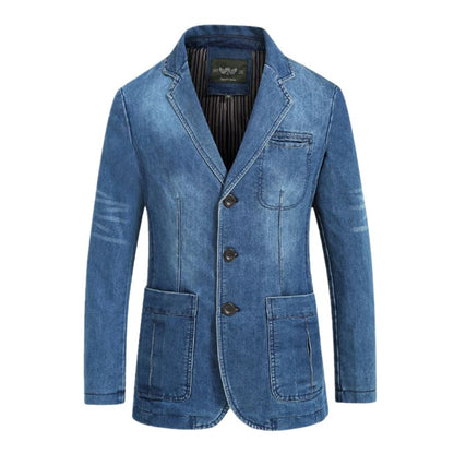 Lucas - Stilig denimjakke med knappelukking foran og funksjonelle lommer