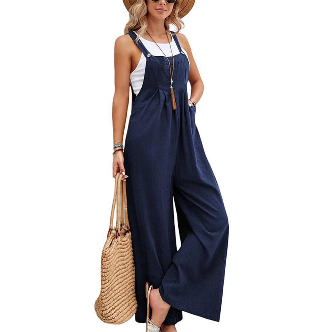 Mia - Jumpsuit med bred passform med justerbare stropper og brede ben