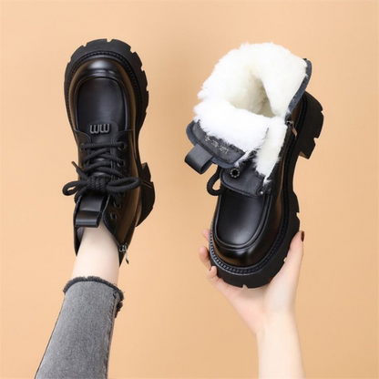 Leni - Varm og Komfortabel Pelsforet Ankelstøvlett med Sidelommeglidelås