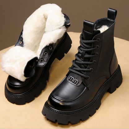 Leni - Varm og Komfortabel Pelsforet Ankelstøvlett med Sidelommeglidelås