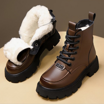 Leni - Varm og Komfortabel Pelsforet Ankelstøvlett med Sidelommeglidelås