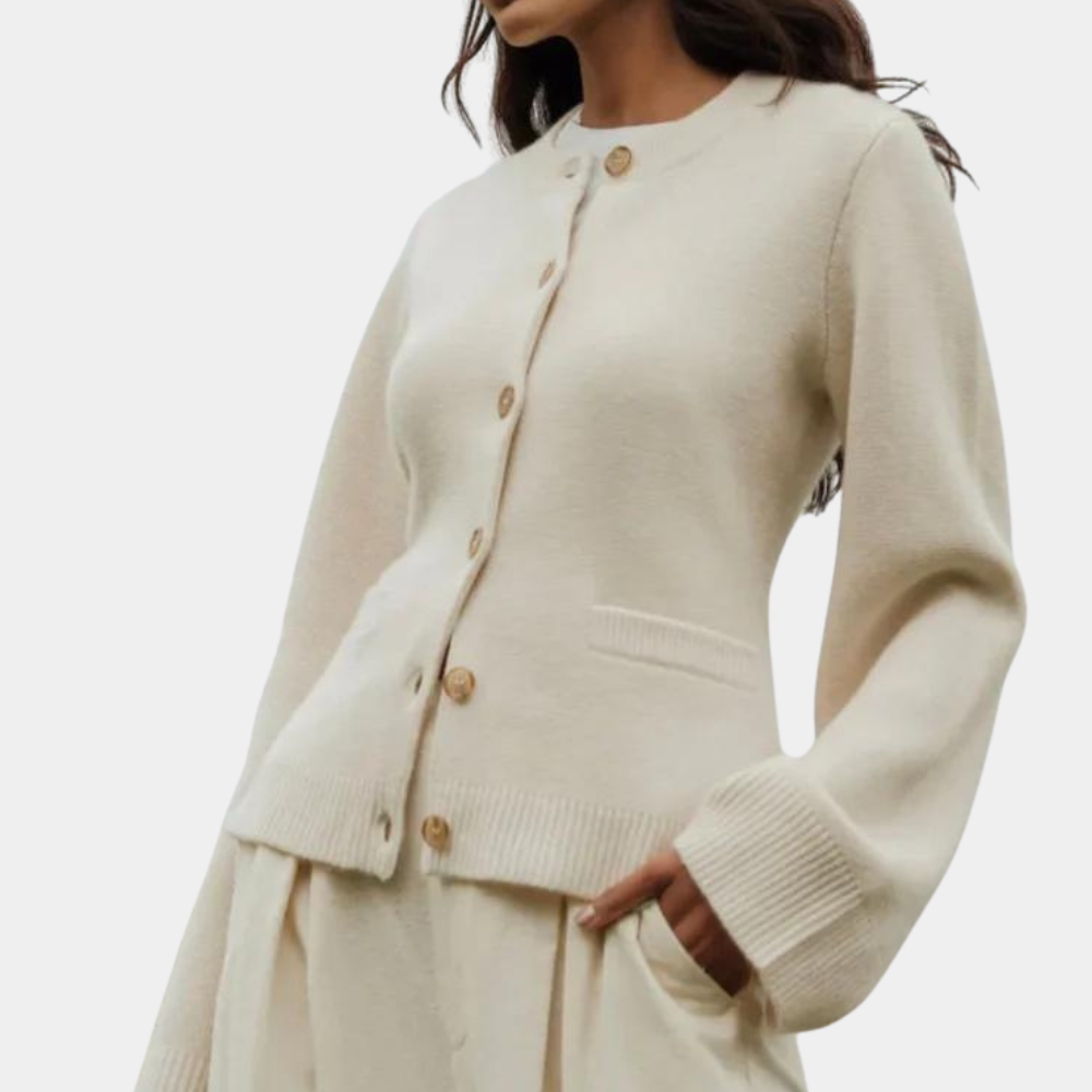 Isla - Skreddersydd button-up cardigan med utsvingte mansjetter