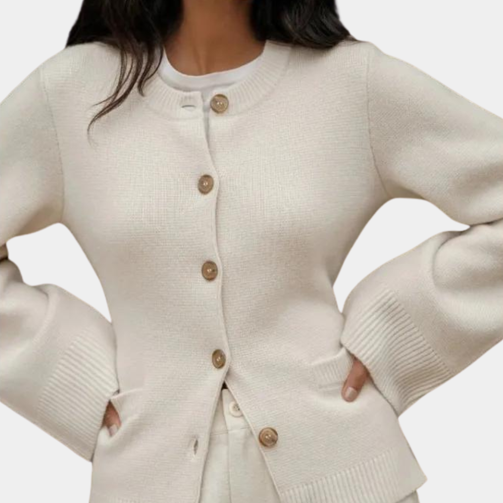 Isla - Skreddersydd button-up cardigan med utsvingte mansjetter