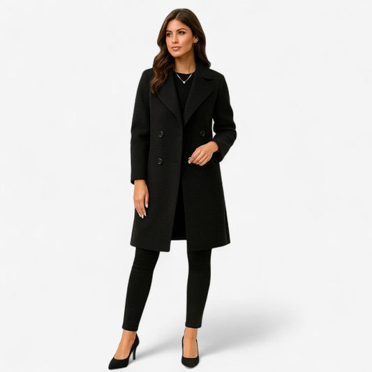 Anette - Kåpe med lange ermer knappelukking og jakkeslag