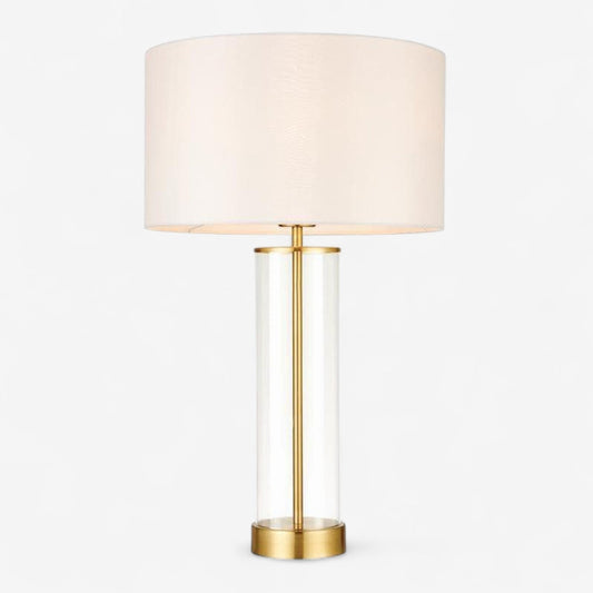 LumeSphere – Gull Bordlampe med Glasskjerm og Rund Form