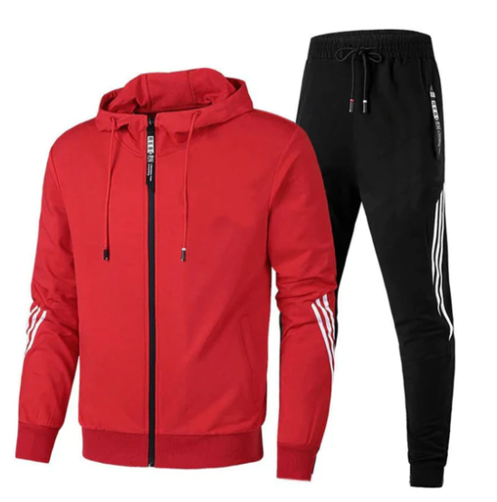 Paul - Langermet Hoodie Med Glidelås Og Bukse Med Snøring Treningsdrakt Sett