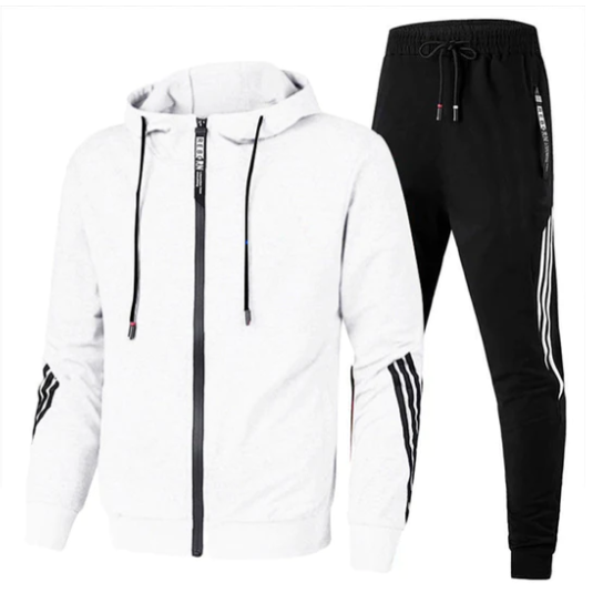 Paul - Langermet Hoodie Med Glidelås Og Bukse Med Snøring Treningsdrakt Sett