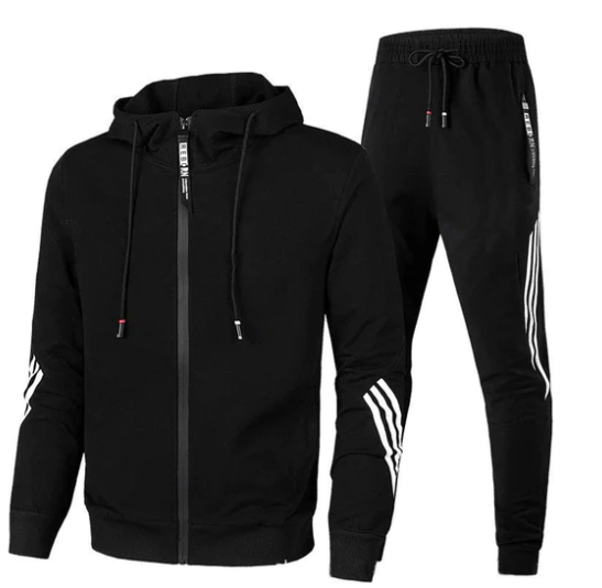 Paul - Langermet Hoodie Med Glidelås Og Bukse Med Snøring Treningsdrakt Sett