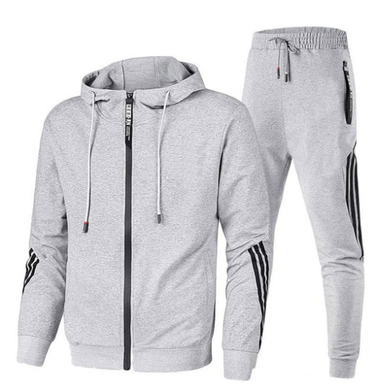 Paul - Langermet Hoodie Med Glidelås Og Bukse Med Snøring Treningsdrakt Sett