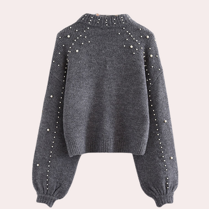 Evelyn - Genser med puffede ermer med perledetaljer