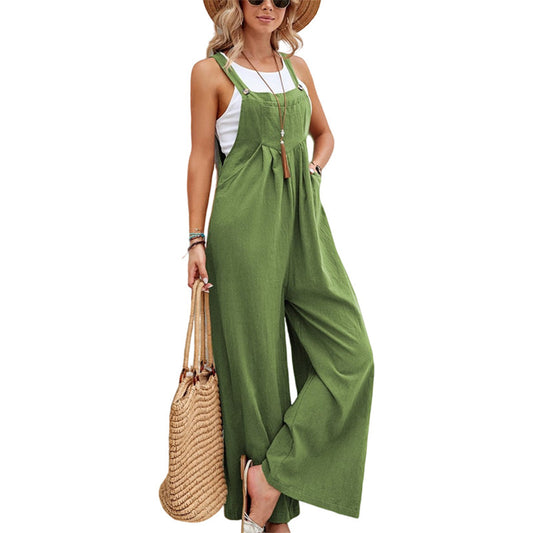 Mia - Jumpsuit med bred passform med justerbare stropper og brede ben