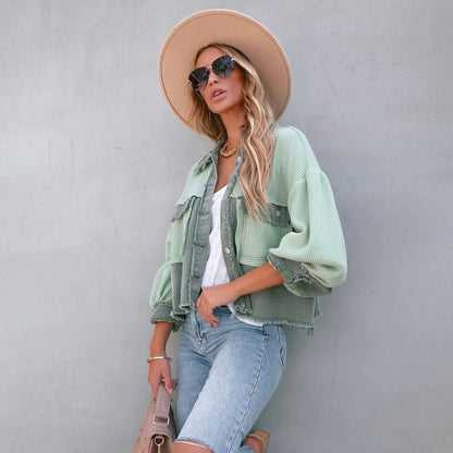 Isla - Rutete jakke med knappelukking