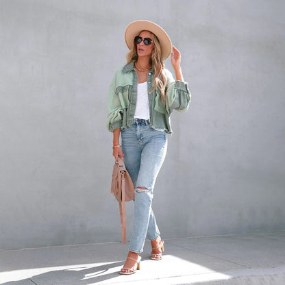 Isla - Rutete jakke med knappelukking