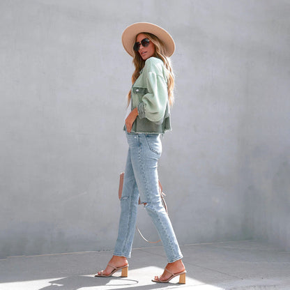 Isla - Rutete jakke med knappelukking