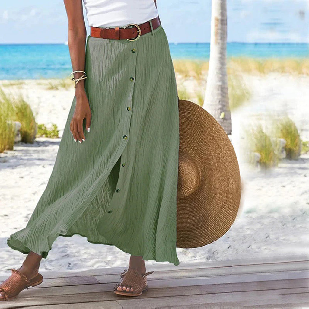 Olivia - Elegant Maxi Skjørt Med Knapp