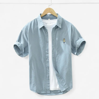 Paul – Kortermet Skjorte med Brodert Design og Knappelukking