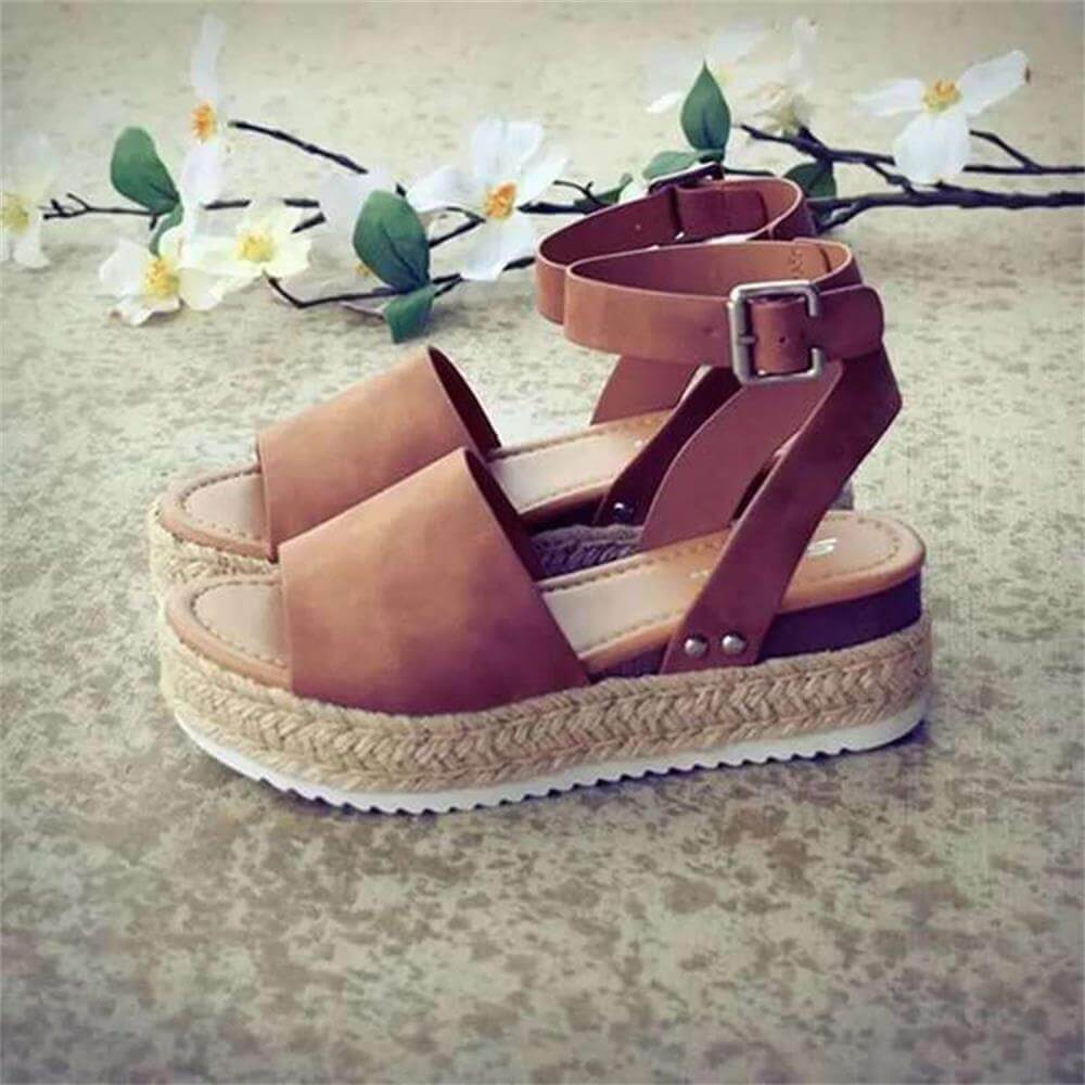 StrideUp - Espadrillesandaler med plattform og justerbar ankelrem