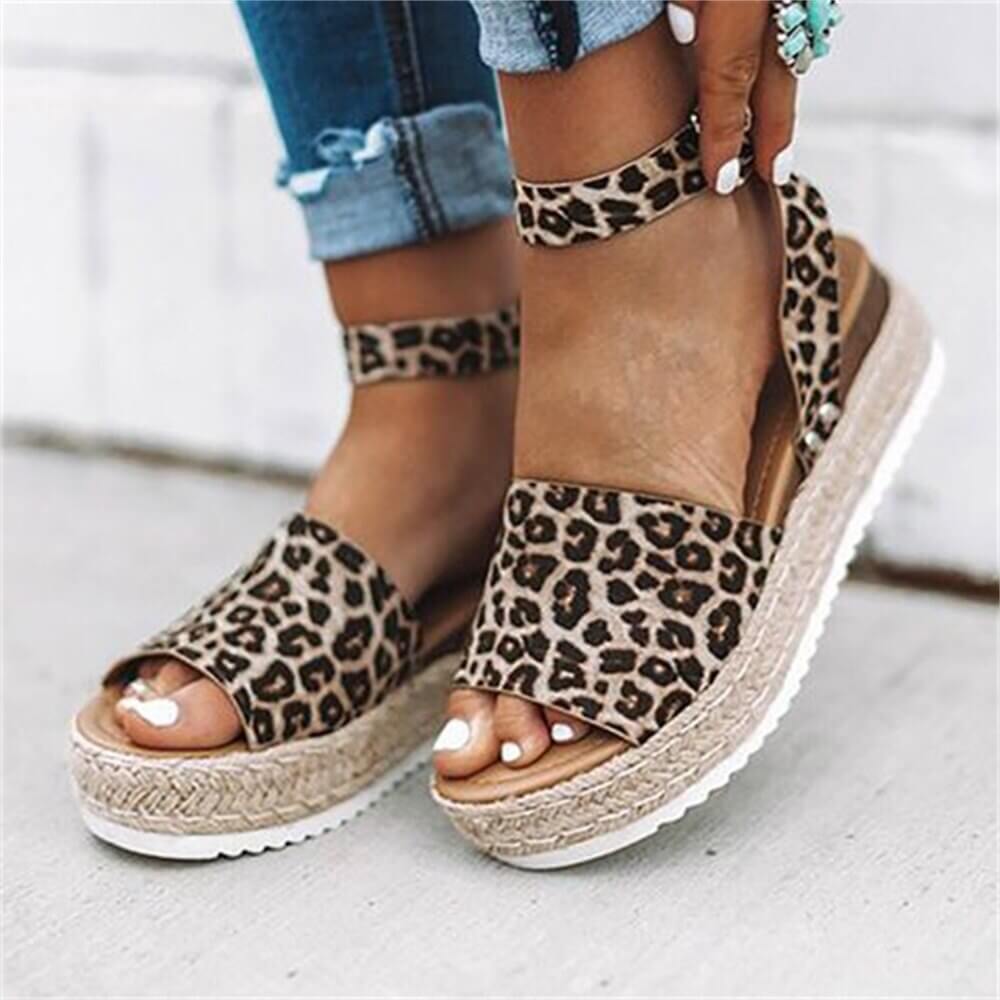 StrideUp - Espadrillesandaler med plattform og justerbar ankelrem