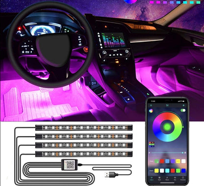 GlowRide - LED-atmosfærelys for bil med fjernkontroll og lydaktivering