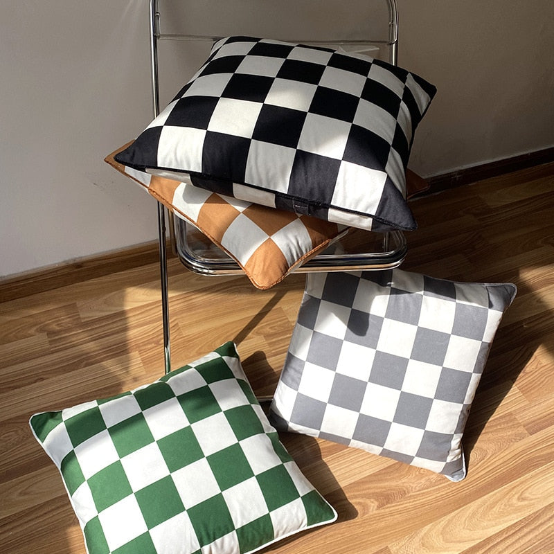 CheckerCraft - Sjakkbrett putetrekk med skjult glidelås for stilig komfort