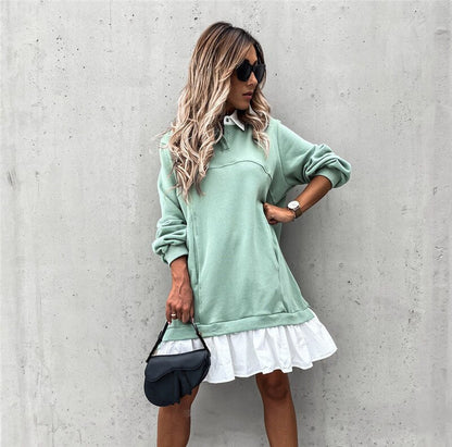 Emma - Stilig kjole med krage og lange ermer