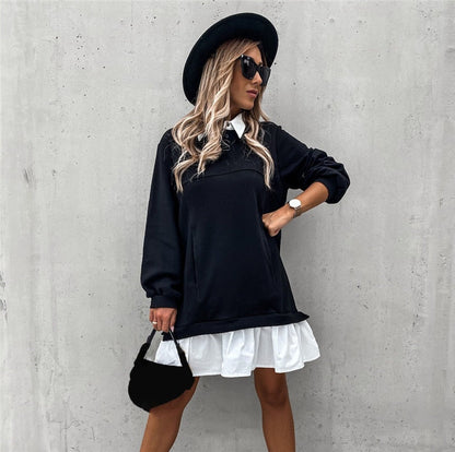 Emma - Stilig kjole med krage og lange ermer