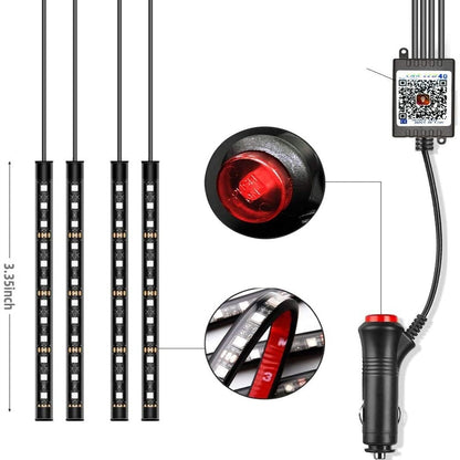 GlowRide - LED-atmosfærelys for bil med fjernkontroll og lydaktivering